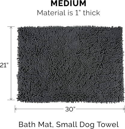 Furhaven 30" x 21" Highly Absorbent Dog Door Mat for Muddy Paws, 100% Washable, Perfect for Entryway, Kitchen, & Bathroom Use - Chenille Shammy Rug - Charcoal (Gray), Medium