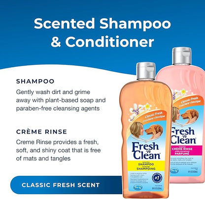 Pet-Ag Fresh ’n Clean Scented Shampoo, Classic Fresh Scent (18 oz) + Fresh ’n Clean Scented Creme Rinse Conditioner, Classic Fresh Scent (18 oz)