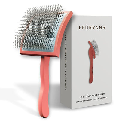 Soft-Touch Slicker Brush – Red – Grooming Tool for Poodles, Goldendoodles & Long-Haired Dogs, Gentle Dematting & Comfortable Grip for Curly Coats