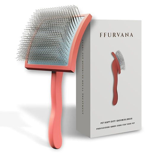 Soft-Touch Slicker Brush – Red – Grooming Tool for Poodles, Goldendoodles & Long-Haired Dogs, Gentle Dematting & Comfortable Grip for Curly Coats