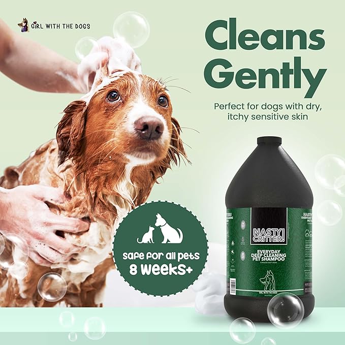 Nasty Critter! by Girl With The Dogs - Everyday Deep Cleaning Dog Shampoo 1 Gal, Made in USA 8 Wks+