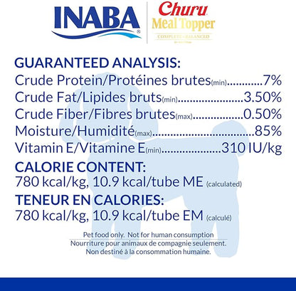 INABA Churu Meal Topper for Dogs, Complete & Balance, Creamy, Lickable Purée Dog Food Topper, 0.5 Ounce Tube, 24 Tubes (4 per Pack), Chicken Recipe