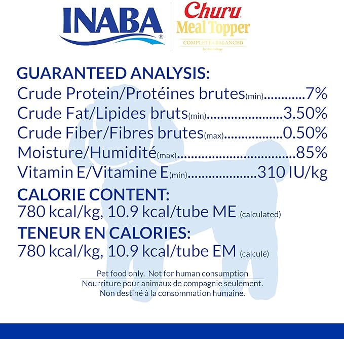 INABA Churu Meal Topper for Dogs, Complete & Balance, Creamy, Lickable Purée Dog Food Topper, 0.5 Ounce Tube, 24 Tubes (4 per Pack), Chicken with Beef Recipe