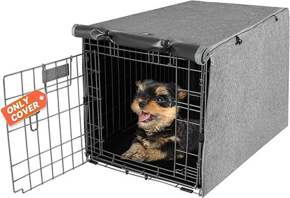 X-ZONE PET Double Door Dog Crate Cover - Polyester Pet Kennel Cover (Fits 24 30 36 42 48 inches Wire Crate) (24 Inch, Grey)