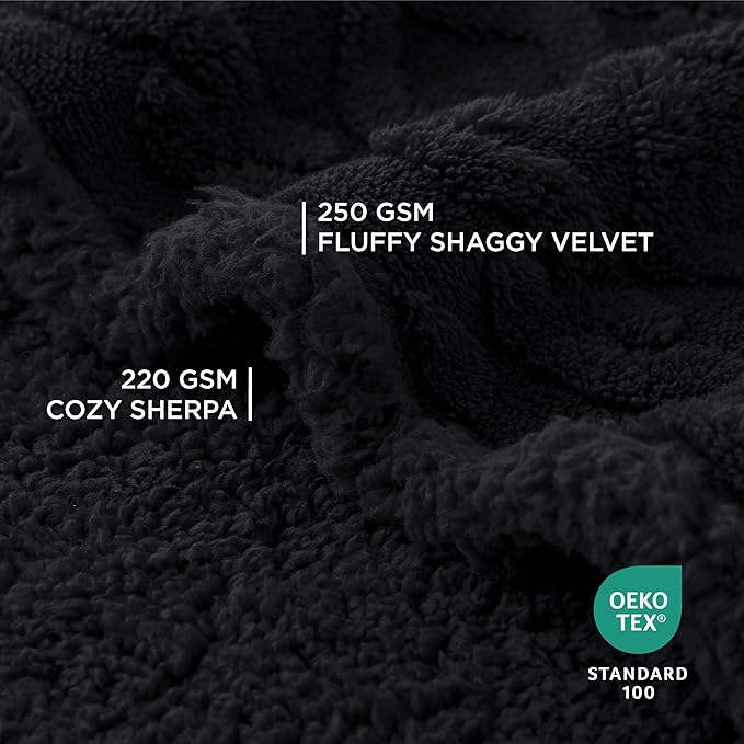 Bedsure Waterproof Dog Blankets for Large Dogs - Pet Blanket for Couch Protector Washable, Premium Jacquard Coral Fleece Cat Throw Blanket, Soft Plush Reversible Furniture Protection, 40"x50", Black