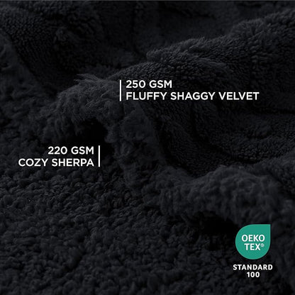 Bedsure Waterproof Dog Blankets for Large Dogs - Pet Blanket for Couch Protector Washable, Premium Jacquard Coral Fleece Cat Throw Blanket, Soft Plush Reversible Furniture Protection, 40"x50", Black