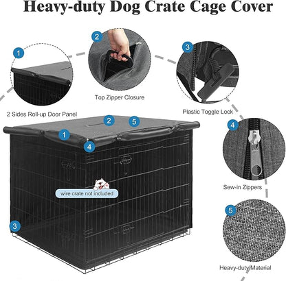 Deblue Indoor 54 Inches Dog Crate Cover, Privacy Durable Polyester Pet Kennel Covers Universal Fit for Wire Crate (Grey)