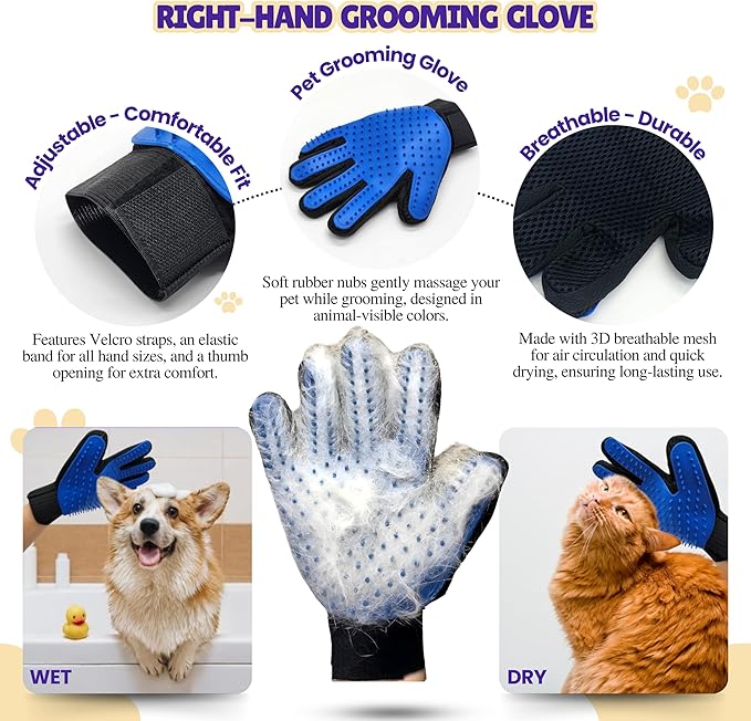 Pet Toothbrushes, Rubber Dog Bath & Massage Brush, Pet Shedding Massage Glove & Soft Silicone Cat Chin Acne Brush for Long and Short Haired Dogs, Cats & Small Animals - Dogs Bath Grooming Kit