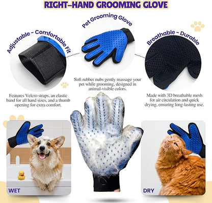 Pet Toothbrushes, Rubber Dog Bath & Massage Brush, Pet Shedding Massage Glove & Soft Silicone Cat Chin Acne Brush for Long and Short Haired Dogs, Cats & Small Animals - Dogs Bath Grooming Kit