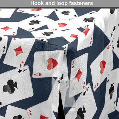 Lunarable Casino Dog Crate Cover, Realistic Style Random Scattered Playing Cards Leisure Time Hobby Games, Easy to Use Pet Kennel Cover for Cats & Medium Dogs, 24 Inch, Cadet Blue Black Red