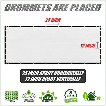 ColourTree 9' x 9' White Custom Size Shade Cloth with Grommets - 90% Sunblock, Durable Mesh Fabric Tarp for Dog Kennel Cover, Fence Privacy Screen, Greenhouse, Chicken Coop & Pet Playpen