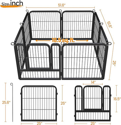 Yaheetech Dog Playpen Outdoor, 24 inch 8 Panels Dog Pen Indoor Heavy Duty Puppy Exercise Pen Metal Pet Fence for RV Camping/Yard/Garden