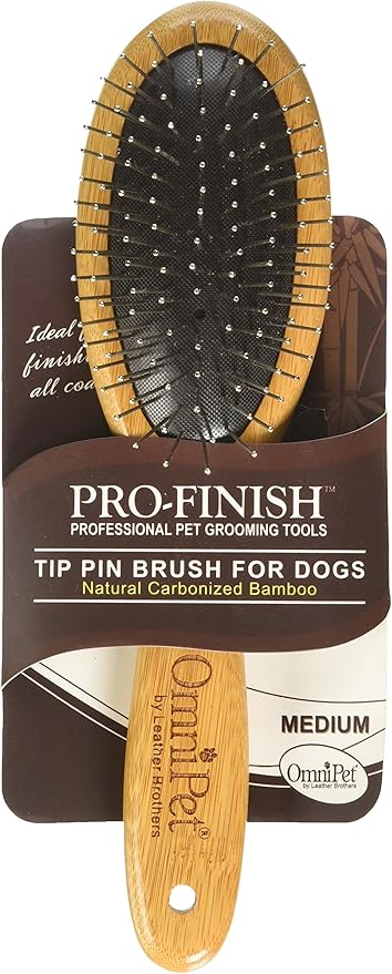 Pro-Finish Pin Grooming Brush with Carbonized Bamboo Handle, Medium, 8.5"
