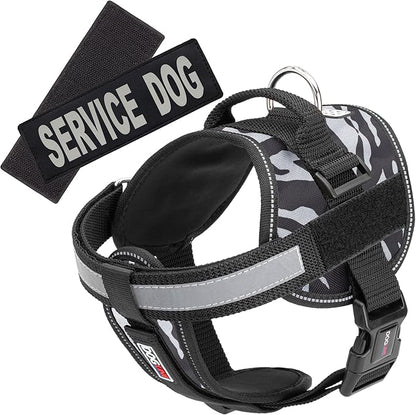 Dogline Unimax Dog Harness Vest with Service Dog Patches Reflective No-Pull, Adjustable Straps, Breathable Neoprene for Medical, Service, Identification and Training Dogs Girth 28 to 38" Zebra