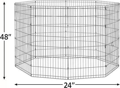 New World Dog Exercise Pen & Playpen, 24" W x 48" H, No Door, Black