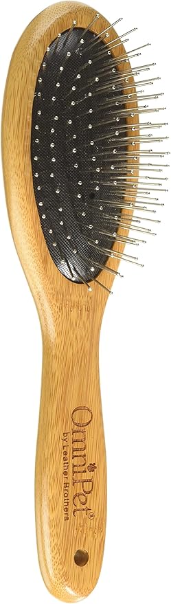 Pro-Finish Pin Grooming Brush with Carbonized Bamboo Handle, Medium, 8.5"