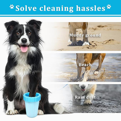 Qianruida Dog Paw Cleaner Cup, Soft Silicone, Portable, Easy to Clean, Removes Mud and Dirt, Grooming Accessory for Home, Travel – Blue, L