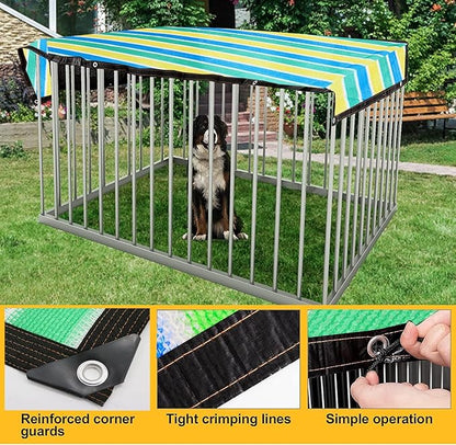 Upgrade Dog Kennel Cover Mesh Shade Panel with Grommets - Weather Guard Extra Large All Season Dog Run Cover & Roof (Green, 10x10FT)