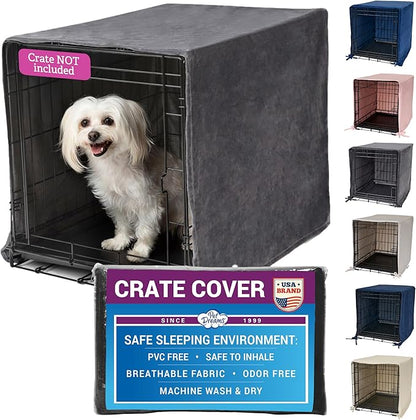 Pet Dreams Dog Crate Cover - Breathable Fabric Kennel Topper for Single-Door Crates, Fits iCrate Dog Cages 18, 24, 30, 36, 42, 48 Inches (Grey, XX Large, 48")