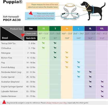 Puppia Soft Dog Harness No Choke Over-The-Head Triple Layered Breathable Mesh Adjustable Chest Belt and Quick-Release Buckle, Sky Blue, X-Large (Pack of 2)