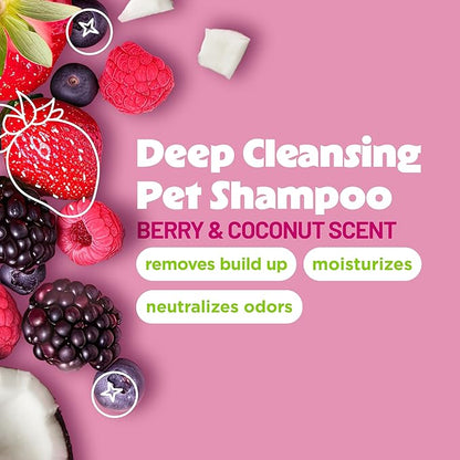 TropiClean Deodorizing Dog Shampoo for Smelly Pets, Long Lasting Odor Control, Puppy Safe, Made in the USA, Berry Scent, Cat Friendly, 20oz.