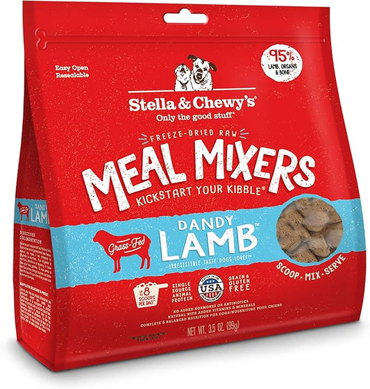 Stella & Chewy's Freeze Dried Raw Dandy Lamb Meal Mixer – Dog Food Topper for Small & Large Breeds – Grain Free, Protein Rich Recipe – 3.5 oz Bag