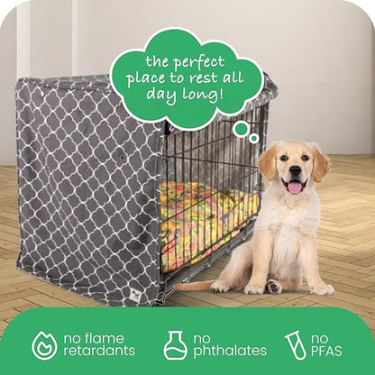 Molly Mutt Clark Gable Dog Crate Cover, 100% Cotton Canvas Cover with 2 Roll-Up Panels, Ideal for Dog or Cat Crate, Durable, Washable, and Free of Harmful Chemicals, 24" x 18" x 21"