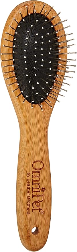 Pro-Finish Pin Grooming Brush with Carbonized Bamboo Handle, Small, 7.5"