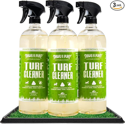 Paws and Play Turf Cleaner for Pet Urine Outdoor and Indoor | Artificial Grass Dog Urine Cleaner That Cleans and Deodorizes Pet Waste on Fake Grass for Dogs - 96 Fl Oz (Pack of 3)