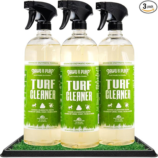 Paws and Play Turf Cleaner for Pet Urine Outdoor and Indoor | Artificial Grass Dog Urine Cleaner That Cleans and Deodorizes Pet Waste on Fake Grass for Dogs - 96 Fl Oz (Pack of 3)