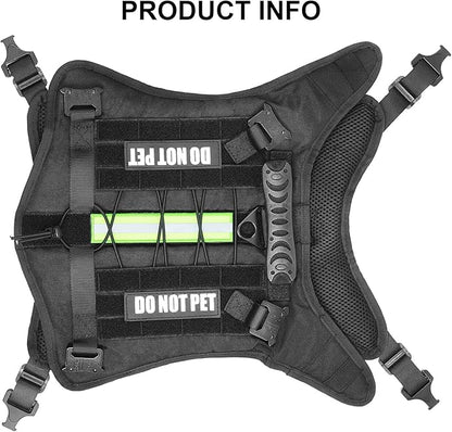 Tactical Dog Harness with All 4 Metal Buckle, Working Dog Vest with Reflective Patch and Reflective Do Not Pet Patch, Dog Vest Harnesses with Handle, Black for Small,Medium, Large Dog, L Size