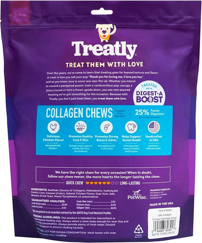 USA Collagen Chips Assorted Dog Chew Treats - Chicken Marinade Flavor, 14oz/1 Pack