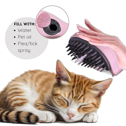 Self-Cleaning Deshedding Brush with Steam for Pet Grooming - Silicone Whale Design for Cats and Dogs (Light Pink)