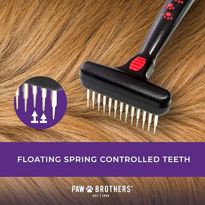 RYAN'S PET SUPPLIES Paw Brothers Magic Spring Undercoat Rake for Dogs, Professional Grade, Spriing Loaded Pins, Comfort Grip, 6.8 in