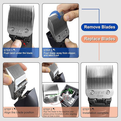 5/8HT Pet Dog Grooming Detachable Blades,Compatible with Andis,Oster A5,Wahl KM10 Clippers,Cut Length 5/8 inch (16mm)