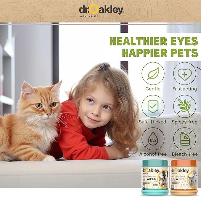 Dr. Oakley Wilderness Vet Pet Wipes Bundle – Hypoallergenic Ear Wipes & Gentle Pet Cleaning Wipes for Dogs & Cats – Soothing Formula, Removes Wax & Debris, Odor Control – 120 Total Wipes