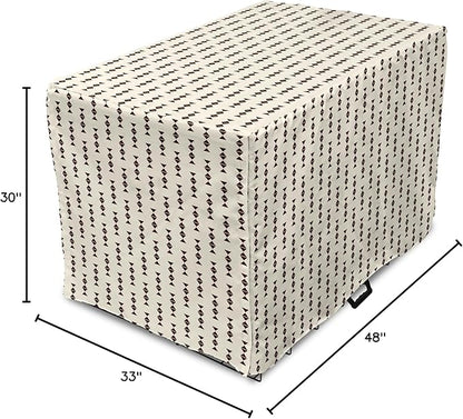 Lunarable Contemporary Brown Dog Crate Cover, Pattern of Repeating Triangular Simple Modern Concept, Easy to Use Pet Kennel Cover for Medium Large Dogs, 48 Inch, Eggshell and Seal Brown