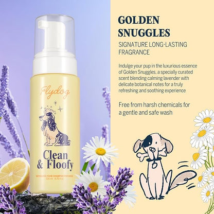 Clean and Floofy Waterless Dry Dog Shampoo – No Rinse Spray Foam, Anti-Itch, Odor Control, Moisturizing & Conditioning, Hydrating, Detangling, Sulfate-Free Pet Bath Wash for Dogs & Puppies 6.75 fl oz