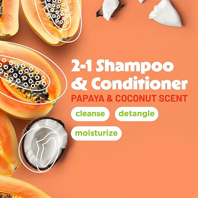 TropiClean 2-in-1 Dog Shampoo and Conditioner, Moisturizing Dog Detangler, Puppy Safe, Made in the USA, Papaya Scent, Cat & Kitten Safe, 20oz.