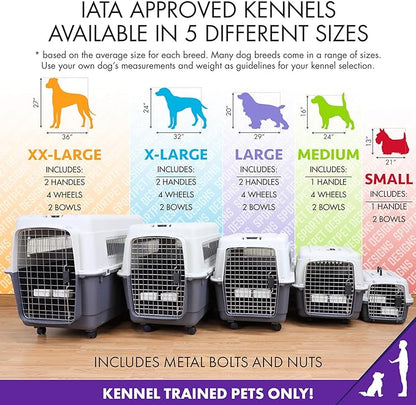 SportPet Designs Plastic Kennels Rolling Plastic Wire Door Travel Dog Crate - Medium, Gray (CM-2001-CS01)