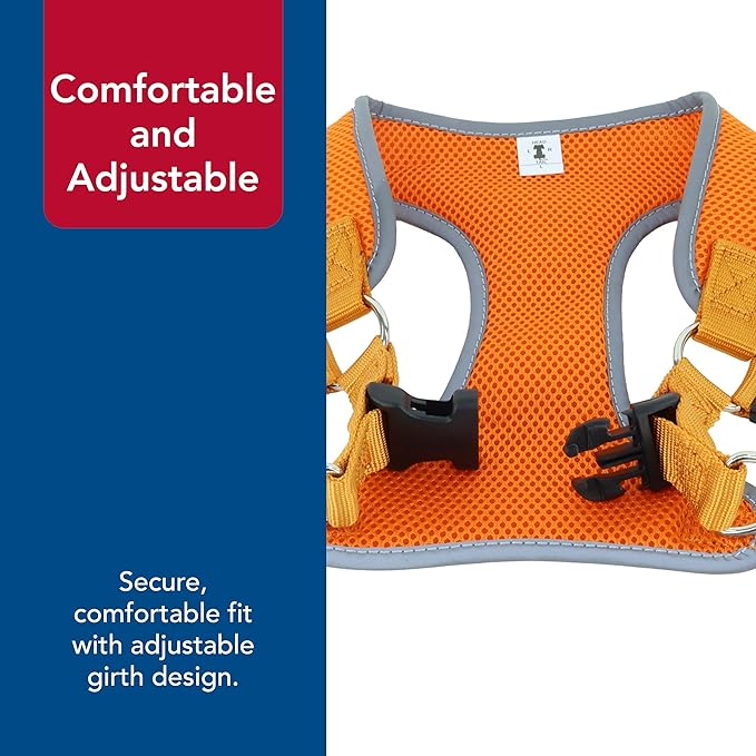 Coastal Pet Comfort Soft Reflective Wrap Adjustable Dog Harness - No-Pull Dog Harness for Small & Large Dogs - Sunset Orange - 5/8" x 19"–23"
