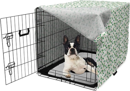 Lunarable Jasmine Dog Crate Cover, Gardenia Simplistic Romantic Flowers Continuous Pattern, Easy to Use Pet Kennel Cover for Small Dogs Puppies Kittens, 22 Inch, Fern Green Pastel Yellow
