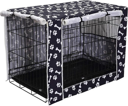 Geyecete Large Dog Crate Cover Fits 24-48 Inch, Black, 48 Inch (Cover Only, Crate Not Included)
