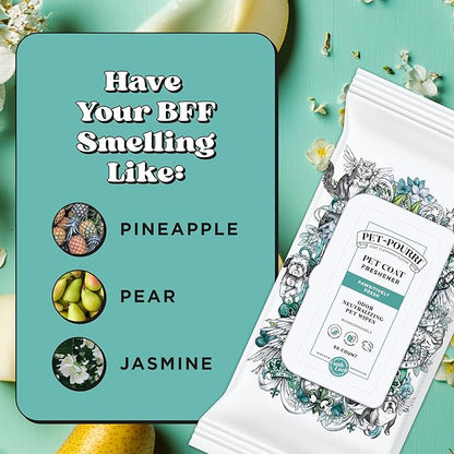 Pet-Pourri Pawsitively Fresh Deodorizing Pet Wipes – Quick Cleaning Wipes for Dogs & Cats – Plant Based Ingredients – Vet Recommended – Cleaner Odor Remover Wipes for Paw, Fur & Skin Soothing