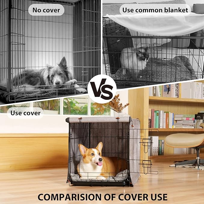 Dog Crate Cover, 600D Oxford Waterproof Kennel Cover Fits for 30 Inches Wire Crate Dog Cage, Grey