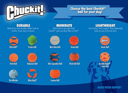 Chuckit! Max Glow Ball Dog Toy - Glows in the Dark - Made from Durable Rubber - Size Medium - For Dogs 20-60 lbs - 2.5-inch Diameter - Pack of 2