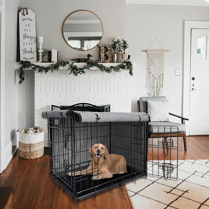 Dog Crate Cover, 600D Oxford Waterproof Kennel Cover Fits for 30 Inches Wire Crate Dog Cage, Grey