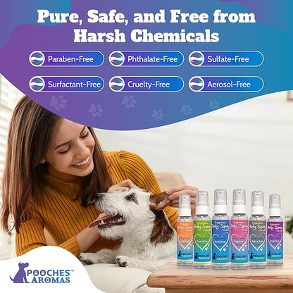 Pooches Aromas Natural Dog Cologne - Premium Grooming Spray - Long Lasting Spray - Deodorizing & Refreshing For Dogs, Adult Canines and Puppies - Aromas Scent to Refresh the Skin (Pack of 6)