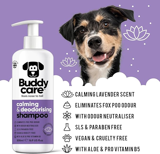 Calming & Deodorising Dog Shampoo by Buddycare | Lavender Scented | with Aloe Vera and Pro Vitamin B5 (50.72oz)