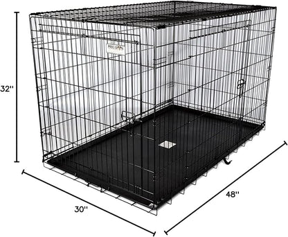 Precision Pet Products Two Door Great Crate Wire Dog Crate, 48 Inch, For Pets 90-125 lbs, With 5-Point Locking System